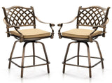Outdoor Swivel Bar Stools Set of 2, Cast Aluminum Patio Bar Height, All-Weather Bar Dining 06373311