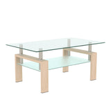 Rectangle Glass Coffee Table, Clear Coffee Table Modern Side Center Tables for Living Living W24182241