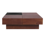 ITALIAN RETRO - INSPIRED ACACIA WOOD STORAGE COFFEE TABLE ,BROWN & BLACK COLOR N770P270584B