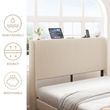 Queen Size Platform Bed , Metal Bed Frame with Charging Station, No Box Spring Needed, , W636P288880