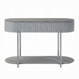 Grey High Gloss and Chrome Sofa Table with Bottom Shelf B062P209133