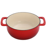 Cast iron 6QT cooking pot - Gradient red - Includes two silicone gloves - Enamel pot 23809115