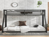 Metal Twin XL over Queen Bunk Bed for Teens and Adults,Noise Reduced/No Box Spring Needed, Black W1580P243343