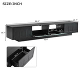 ZUN TV Stand with Fluted tempered Glass Doors for TVs Up to 95'', Functional Media Console with Arched 73167365