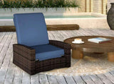 Outsunny Reclining Rattan 360&deg Swivel Chair Cushioned Recliner, Dark Blue W2225P485593