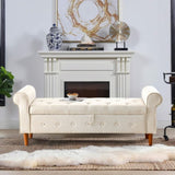 62" Bedroom Tufted Button Storage Bench, Modern Fabric Upholstered Ottoman, Window Bench, Rolled Arm W1853112515