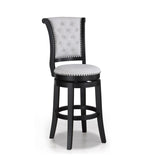 ZUN 2pc Swivel Pub Stools Counter Height Chair Upholstered Seat Nailhead Trim Footrest Wooden Dining B011P262360