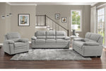 ZUN Plush Seating Comfortable Sofa 1pc Gray Textured Fabric Channel Tufting Solid Wood Frame Modern B011P214025