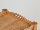 Solid Rubberwood Rolling Side Table, 2-Tier with Lockable Wheels & Removable Tray, Sturdy Durable W3040P455688
