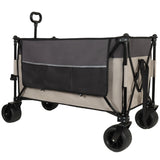 Tall Heavy-Duty Folding Wagon Cart with 480lbs Capacity All-Terrain Wheels, Side Pockets, Brakes & W2932P289385