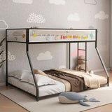 Adam Twin Full Bunk Bed Metal Black with White Mesh Guard Rail for Kids and Adult, Low Profile and B083P170085