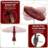 10 foot red terrace umbrella with solar powered LED lights and multi-layered ventilated roof 92595764