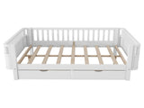 Full Size Wood Platform Bed for Kids, Wood Low Profile Full Bed with Rails for Girls and Boys, White W2593P331684