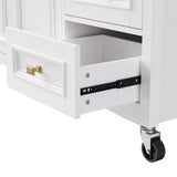 K&K 52'' Kitchen Island with Drop Leaf, Embossed Texture Kitchen Island on Wheels with Spice Rack, N707P195393W