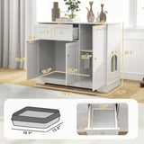 ZUN Cat Litter Box、Cat Litter Box Enclosure 36213242