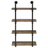 Black and Rustic Oak 4-tier Wall Shelf B062P145690