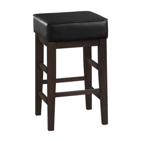 ZUN Transitional Black Faux Leather Seat 24-inch Counter Height Stools Set of 2, Espresso Finish Solid B011P231742