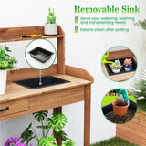 Outdoor wooden garden table with drawers 48243823