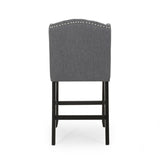 ZUN Vienna Contemporary Fabric Tufted Wingback 27 Inch Counter Stools, Set of 2, Charcoal and Dark Brown 64855.00CHAR