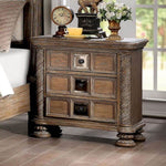 ZUN Transitional Rustic Natural Tone 1pc Nightstand Only Solid wood 3-Drawers Bronze Round Knobs Bedside B011139601