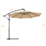 10 FT Solar LED Patio Outdoor Umbrella Hanging Cantilever Umbrella Offset Umbrella Easy Open 73726106