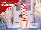 3FT Lighted Gift Box Tower, Pre-lit Stacked Present Boxes Ornament with 80 LED Warm White Lights and 34916158