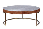 ZUN Aluminum and Cocoa Drum Coffee Table B062P209119