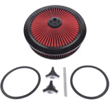 14" x 3" Red Air Cleaner Kit Recessed Black Trim for Carburetor with 5 1/8" Neck 23634033