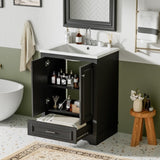 24'' Bathroom Vanity with Ceramic Sink Combo, Modern Freestanding Storage Cabinet with Silver N710P194893B