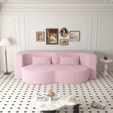 Modern Floor Sofa with 2 Pillows,Convertible Teddy Fabric Foam-Filled Sleeper Sofa Bed,15" Full Size 78597283