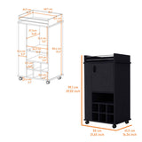 Farson Bar Cart with 2-Side Shelf, 6-Built In Wine Rack and Casters B128P176137