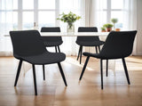 Black PU Leather Dining Chair with Metal Legs, Modern Upholstered Chair Set of 4 for Kitchen, W5815P476448