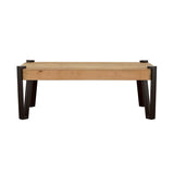 ZUN Natural and Matte Black Top Coffee Table B062P153630