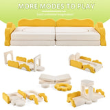 12-Piece Modular Kids Sofa Set All-Sponge Construction Yellow & White Colorblock Corduroy Free 86745873