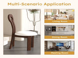 Dining Chairs Set of 2, Key-design Home Chairs, PU Leather Solid Wooden Dining Chairs with White 57256299
