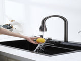 Pull-out Facuet Single Bowl Sink Kitchen Vegetable Sink 304 Whale Waterfall Sink Stainless Steel T3177P286037