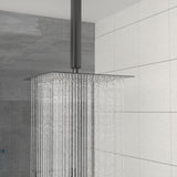 Dual Shower Head - 16 Inch Ceiling Mount Square Shower System with Rough-in Valve, Matte black W124381753