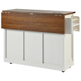 K&K 53.7" Farmhouse Kitchen Island Power Outlet, 2 Sliding Barn Door Kitchen Storage Island N707P170347W