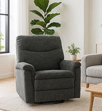 Man Wah Cozy Upholstered Swivel Recliner, Gun Metal B2707P311421