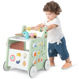 6-in-1 Wooden Baby Stroller with Play Kitchen 83152890