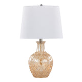 Gloria Round 20" Contemporary Glass Accent Lamp in Clear Champagne Lustre Glass, Chrome Metal and B202P224028