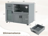 Gray Kitchen Island Cart with Microwave Shelf, Drawer & 2-Door Cabinet, 360&deg Swivel Casters 23092049