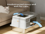 White stainless steel fully enclosed cat litter box, durable enclosed cat litter box, high side to 34135606