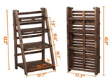 4 Tier Foldable Plant Display Stand for Patio Living Room, Natural Wood 14618353