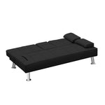 ZUN Modern Convertible Folding Futon Sofa Bed with2 Cup holders , Fabric Loveseat Sofa Bed with W58834776