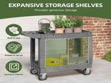 Heavy-Duty Plastic Utility Cart - 550lbs Capacity, 2-Tier Rolling Storage Organizer with Deep 82096551