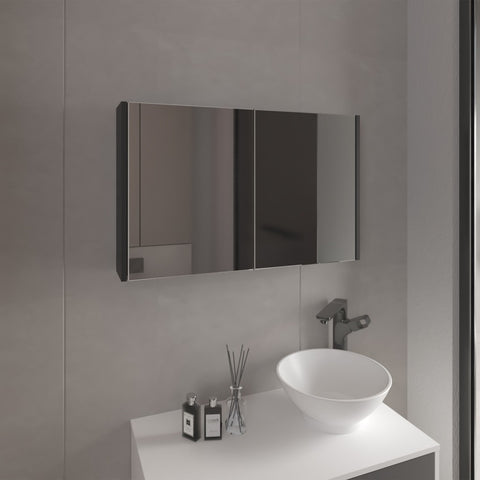 ZUN Bouti 19.7" H x 31.5" W Double Door Mirror Medicine Cabinet, Three interior Shelves for Bathroom, B200P240249