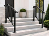 Matte black 2-tier ABS plastic handrail for patio stairs 17829459