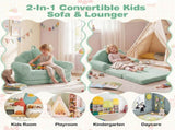 2-in-1 Flip Open Kids Sofa Lounger, Teddy Fleece Toddler Couch with Carry Handle for Ages 3 33867001