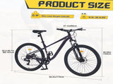 27.5 Inch Wheels 8 Speed Mountain Bike, for Men Women Boys and Girls, Front Suspension, Steel Frame 09715144